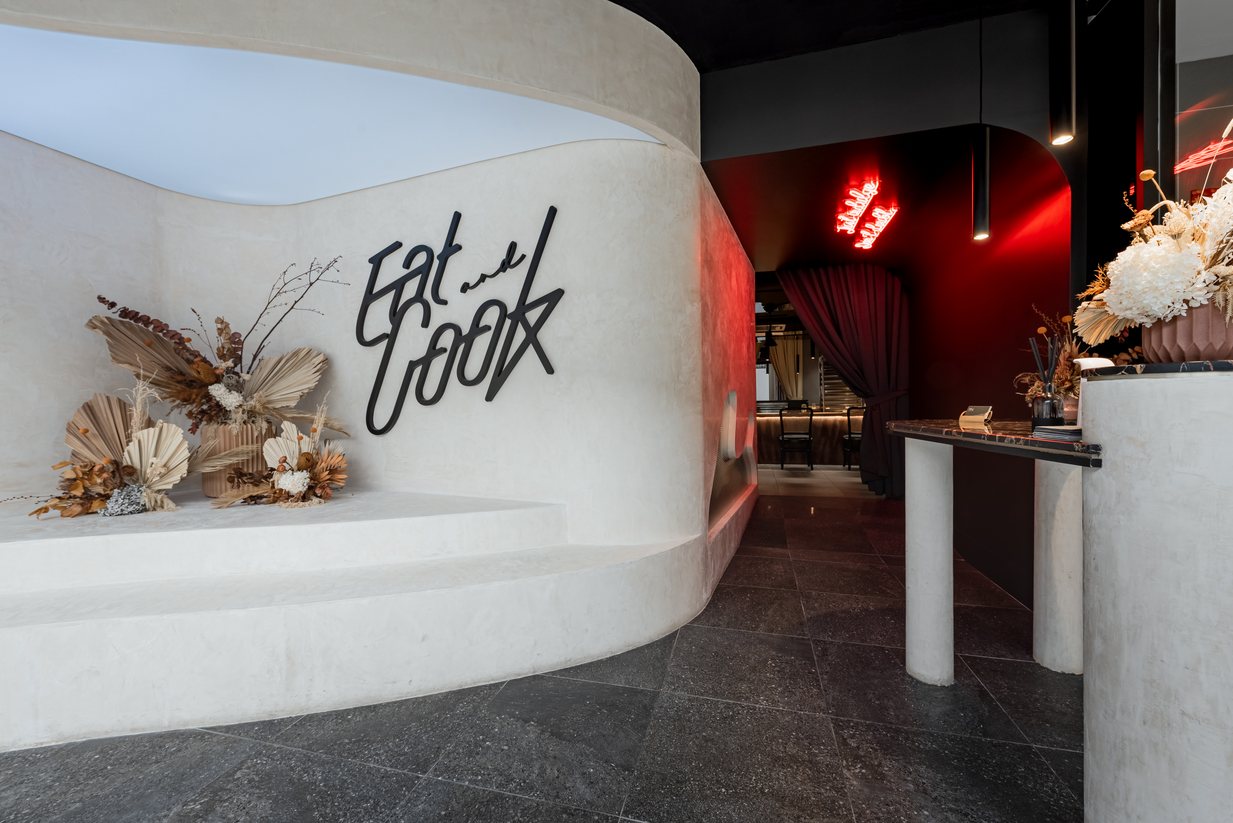 Eat and Cook restaurant entrance and reception interior